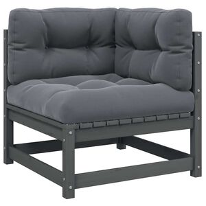 vidaXL Garden Corner Sofa with Anthracite Cushions Solid Pinewood