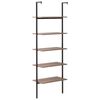 vidaXL 5-Tier Leaning Shelf Dark Brown and Black 64x35x185 cm