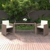 vidaXL 3 Piece Garden Dining Set with Cushions Poly Rattan Beige