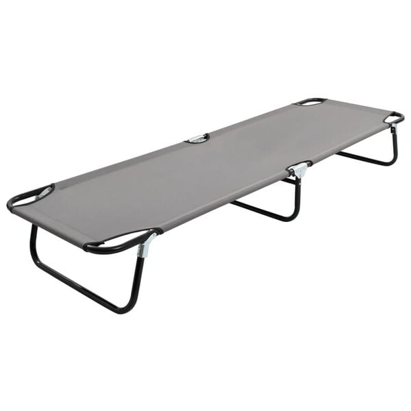vidaXL Folding Sun Lounger Grey Steel