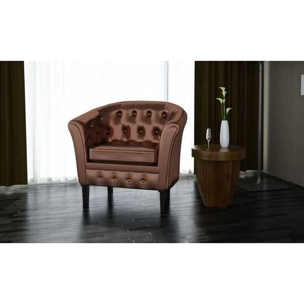 vidaXL Tub Chair Brown Faux Leather