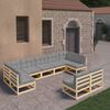 vidaXL 9 Piece Garden Lounge Set with Cushions Solid Pinewood