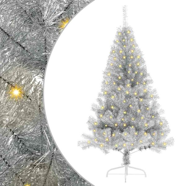 vidaXL Artificial Pre-lit Christmas Tree Silver 120 cm PET