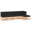 vidaXL 5 Piece Garden Lounge Set with Cushions Solid Wood Pine