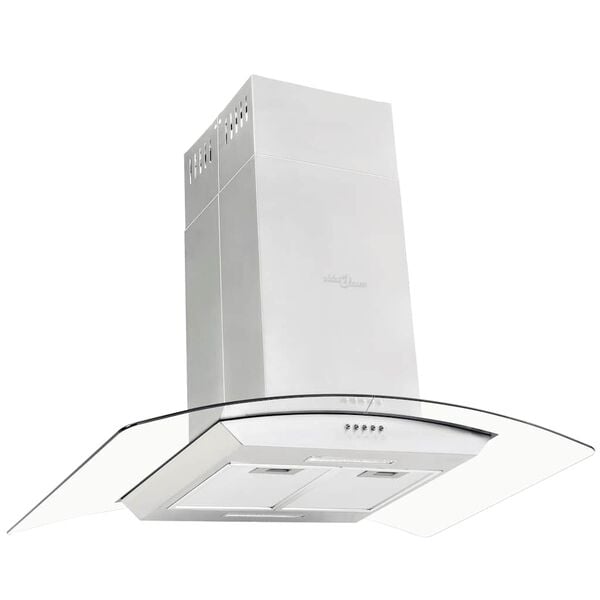 vidaXL Island Range Hood 90 cm Stainless Steel 756 m&sup3;/h LED
