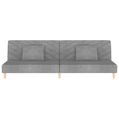 vidaXL 2-Seater Sofa Bed with Two Pillows Light Grey Fabric