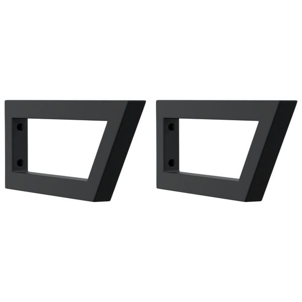 vidaXL Shelf Brackets for Washbasin 2 pcs Black Trapezium Steel