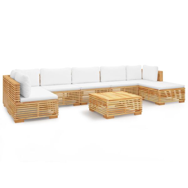 vidaXL 8 Piece Garden Lounge Set with Cushions Solid Wood Teak