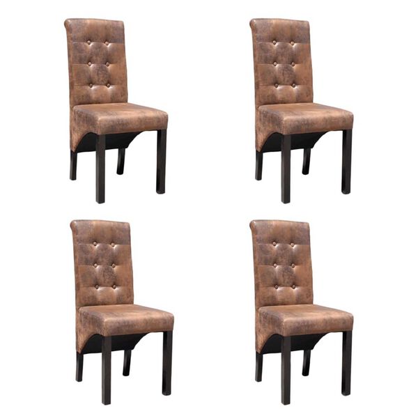 vidaXL Dining Chairs 4 pcs Brown Faux Leather
