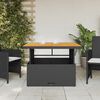 vidaXL Garden Table Black 110x110x71 cm Poly Rattan and Acacia Wood