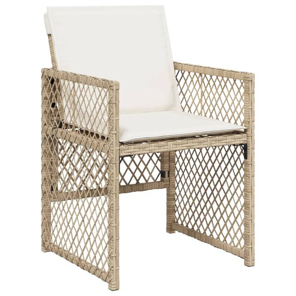 vidaXL 9 Piece Garden Dining Set with Cushions Beige Poly Rattan