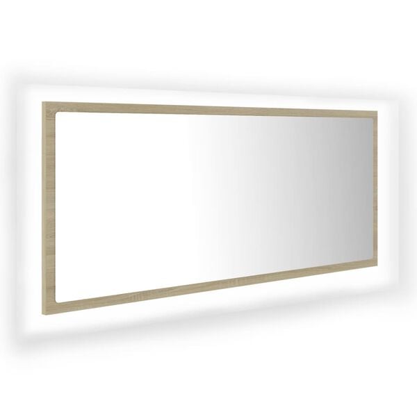 vidaXL LED Bathroom Mirror Sonoma Oak 100x8.5x37 cm Acrylic