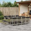vidaXL 13 Piece Garden Dining Set with Cushions Light Grey Poly Rattan