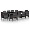 vidaXL 11 Piece Garden Dining Set Poly Rattan Grey