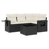 vidaXL 5 Piece Garden Sofa Set with Cushions Black Poly Rattan