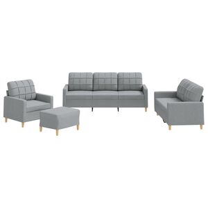 vidaXL 4 Piece Sofa Set with Cushions Light Grey Fabric