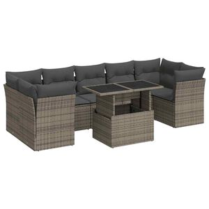 vidaXL 8 Piece Garden Sofa Set with Cushions Grey Poly Rattan