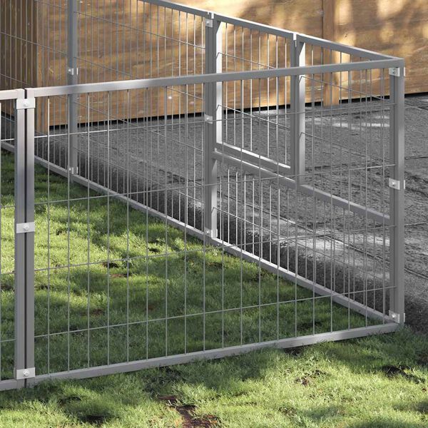 vidaXL Dog Kennel Silver 12 m&sup2; Steel
