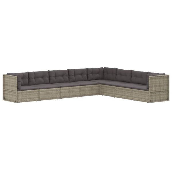 vidaXL 8 Piece Garden Lounge Set with Cushions Grey Poly Rattan