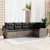 vidaXL Garden Sofa Set with Cushion 5 pcs Grey Poly rattan