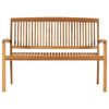 vidaXL Stacking Garden Bench with Cushion 128.5 cm Solid Teak Wood