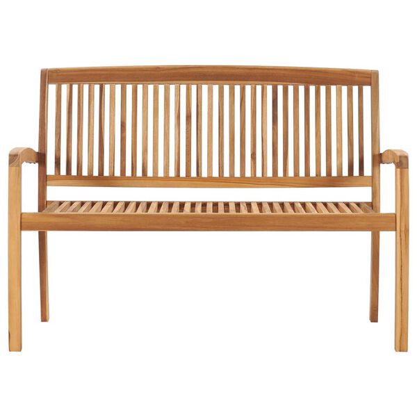 vidaXL Stacking Garden Bench with Cushion 128.5 cm Solid Teak Wood