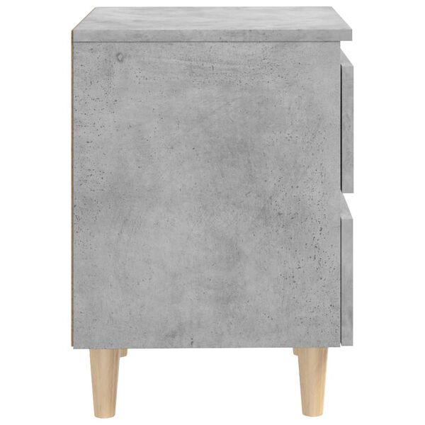 vidaXL Bed Cabinet with Solid Pinewood Legs Concrete Grey 40x35x50 cm