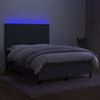 vidaXL Box Spring Bed with Mattress&LED Dark Grey 137x187 cm Double Size Fabric