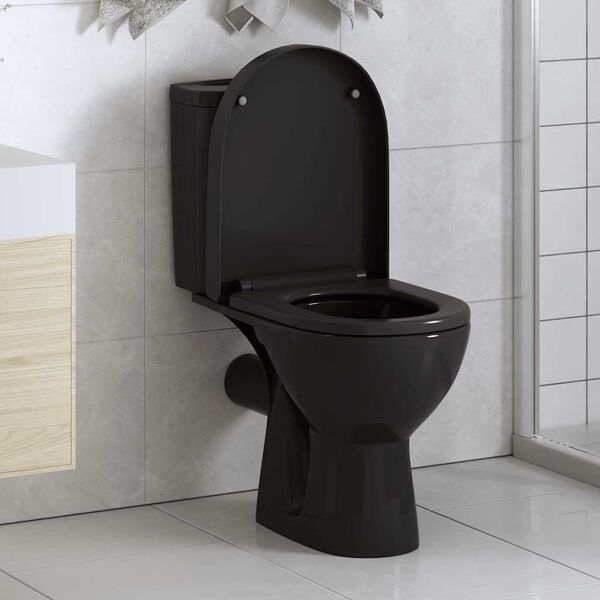 vidaXL Soft-close Toilet Seat with Quick-release Design Black