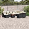 vidaXL 11 Piece Garden Sofa Set with Cushions Black Poly Rattan