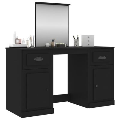 vidaXL Dressing Table with Mirror Black 130x50x132.5 cm