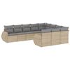 vidaXL 10 Piece Garden Sofa Set with Cushions Beige Poly Rattan