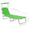 vidaXL Folding Sun Lounger with Canopy Green Aluminium
