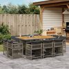 vidaXL 11 Piece Garden Dining Set with Cushions Grey Poly Rattan