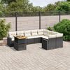 vidaXL 10 Piece Garden Sofa Set with Cushions Black Poly Rattan