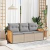 vidaXL 3 Piece Garden Sofa Set with Cushions Beige Poly Rattan