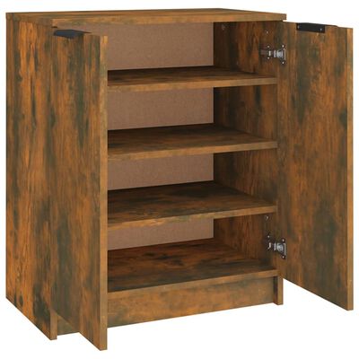 vidaXL Shoe Cabinet Smoked Oak 59x35x70 cm Engineered Wood