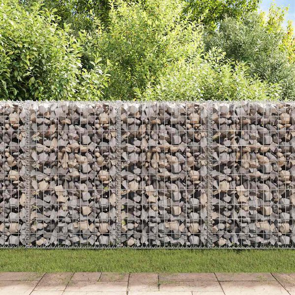 vidaXL Gabion Wall with Covers Galvanised Steel 50x20x100 cm