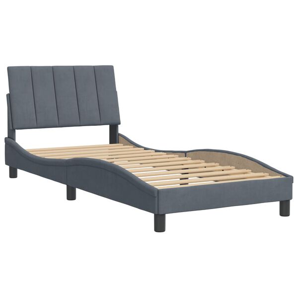 vidaXL Bed Frame without Mattress "Hanko" Dark Grey 90x190 cm Velvet