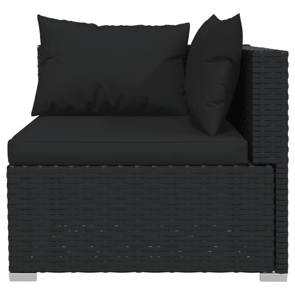 vidaXL 12 Piece Garden Lounge Set with Cushions Poly Rattan Black