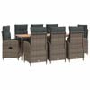 vidaXL Outdoor Dining Set 9 pcs Light Grey and Dark Grey