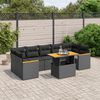 vidaXL 8 Piece Garden Sofa Set with Cushions Black Poly Rattan