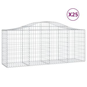 vidaXL Arched Gabion Baskets 25 pcs 200x50x80/100 cm Galvanised Iron