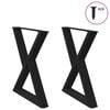 vidaXL Dining Table Legs 2 pcs Black 70x(72-73.3) cm Steel