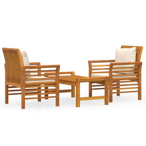 vidaXL 3 Piece Garden Lounge Set with Cushions Solid Wood Acacia