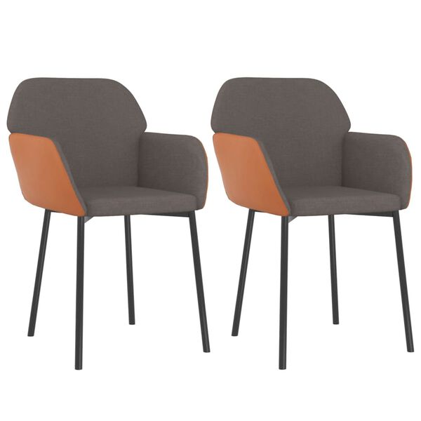 vidaXL Dining Chairs 2 pcs Dark Grey Fabric and Faux Leather