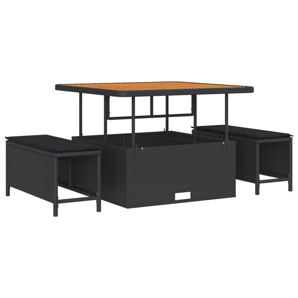 vidaXL Garden Sofa Set 8 pcs Black Poly Rattan and Powder-coated Steel