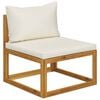 vidaXL 7 Piece Garden Lounge Set with Cushion Cream Solid Acacia Wood