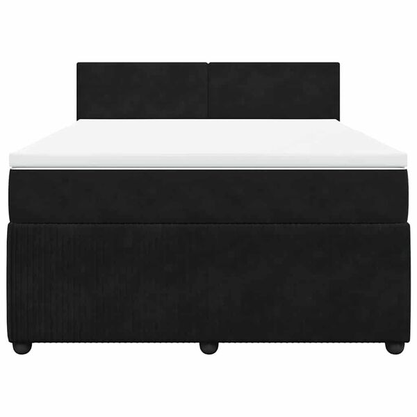 vidaXL Box Spring Bed with Mattress Black Double Velvet