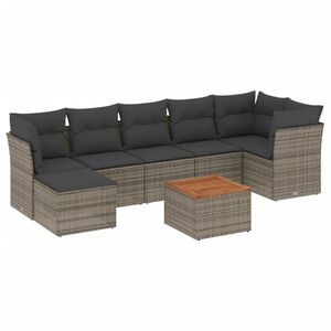 vidaXL 8 Piece Garden Sofa Set with Cushions Grey Poly Rattan